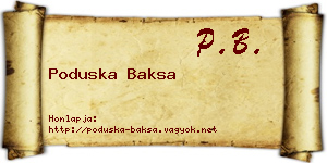 Poduska Baksa névjegykártya